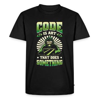 Code is an art that does something programming - Men's Premium Organic T-Shirt - black - Front - Nico (187cm)