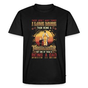 Firefighter Stolz Firefighter Papa - Men's Premium Organic T-Shirt - black - Front - Nico (187cm)