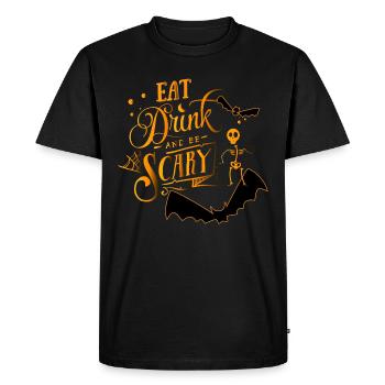 Halloween Eat drink be scary Party Outfit Fun gift - Men's Premium Organic T-Shirt - black - Front - Nico (187cm)