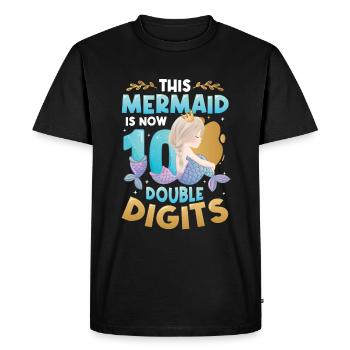 Cette sirène a maintenant 10 ans, à deux chiffres. - T-shirt Premium bio Homme - noir - Devant - Nico (187cm)