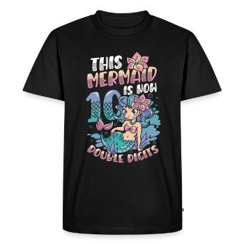 Cette sirène est maintenant à 10,deux chiffres. - T-shirt Premium bio Homme - noir - Devant - Nico (187cm)