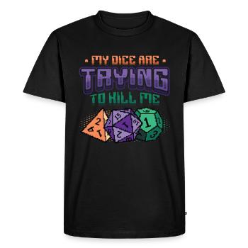 Mes dés essaient de me tuer. - T-shirt Premium bio Homme - noir - Devant - Nico (187cm)