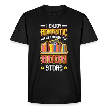 Romantic walks through the bookstore. - Men's Premium Organic T-Shirt - black - Front - Nico (187cm)