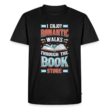 Romantic walks through the bookstore. - Men's Premium Organic T-Shirt - black - Front - Nico (187cm)