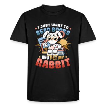 Lire des livres et caresser mon lapin. - T-shirt Premium bio Homme - noir - Devant - Nico (187cm)