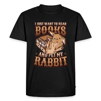 Lire des livres et caresser mon lapin. - T-shirt Premium bio Homme - noir - Devant - Nico (187cm)