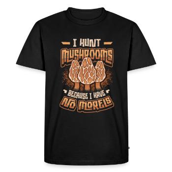 Je chasse les champignons parce que je n’ai pas de morilles - T-shirt Premium bio Homme - noir - Devant - Nico (187cm)