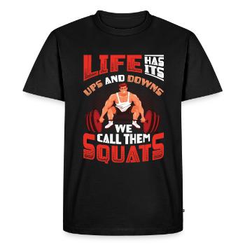 La vie a ses hauts et ses bas. - T-shirt Premium bio Homme - noir - Devant - Nico (187cm)