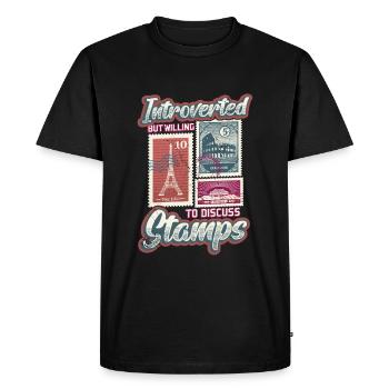 Introverti, mais prêt à recevoir des timbres - T-shirt Premium bio Homme - noir - Devant - Nico (187cm)