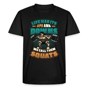 La vie a ses hauts et ses bas. - T-shirt Premium bio Homme - noir - Devant - Nico (187cm)
