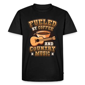 Propulsé par le café et la musique country. - T-shirt Premium bio Homme - noir - Devant - Nico (187cm)