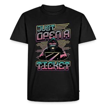 Simply open a ticket Help Desk Tech Support - Men's Premium Organic T-Shirt - black - Front - Nico (187cm)