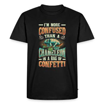 More confused than a chameleon - Men's Premium Organic T-Shirt - black - Front - Nico (187cm)