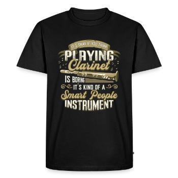 Clarinette jouant de la clarinette - T-shirt Premium bio Homme - noir - Devant - Nico (187cm)