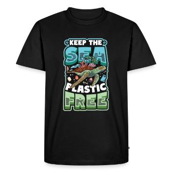 Gardez la mer sans plastique Sauver l’océan - T-shirt Premium bio Homme - noir - Devant - Nico (187cm)