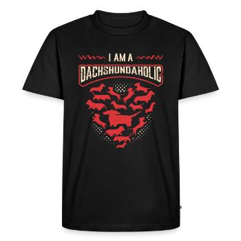 Je suis un teckel accro, teckel. - T-shirt Premium bio Homme - noir - Devant - Nico (187cm)