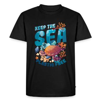 Gardez la mer sans plastique, sauvez l’océan. - T-shirt Premium bio Homme - noir - Devant - Nico (187cm)