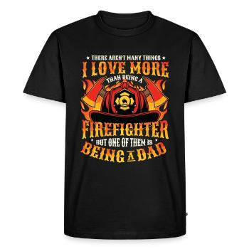 Fireman proud, Fireman Dad. - Men's Premium Organic T-Shirt - black - Front - Nico (187cm)