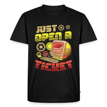 Just open a ticket Help Desk Tech Support - Men's Premium Organic T-Shirt - black - Front - Nico (187cm)