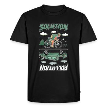 Polution Solution Protection de l’environnement Cyclisme - T-shirt Premium bio Homme - noir - Devant - Nico (187cm)