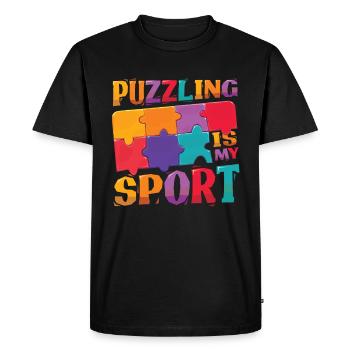 Puzzles is my sport, puzzle lover. - Men's Premium Organic T-Shirt - black - Front - Nico (187cm)