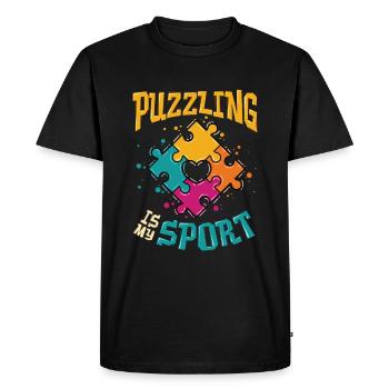 Puzzle is my sport puzzle lover - Men's Premium Organic T-Shirt - black - Front - Nico (187cm)