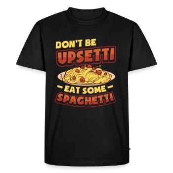 Ne soyez pas en colère, mangez des spaghettis. - T-shirt Premium bio Homme - noir - Devant - Nico (187cm)