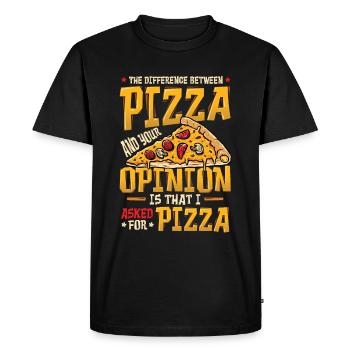 J’ai demandé une pizza. - T-shirt Premium bio Homme - noir - Devant - Nico (187cm)