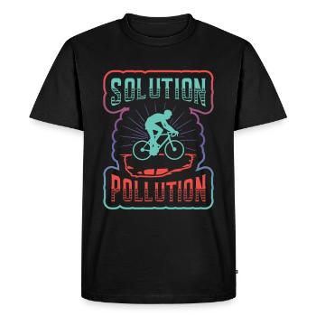 Solution de Polution Protection de l’environnement Cyclisme. - T-shirt Premium bio Homme - noir - Devant - Nico (187cm)