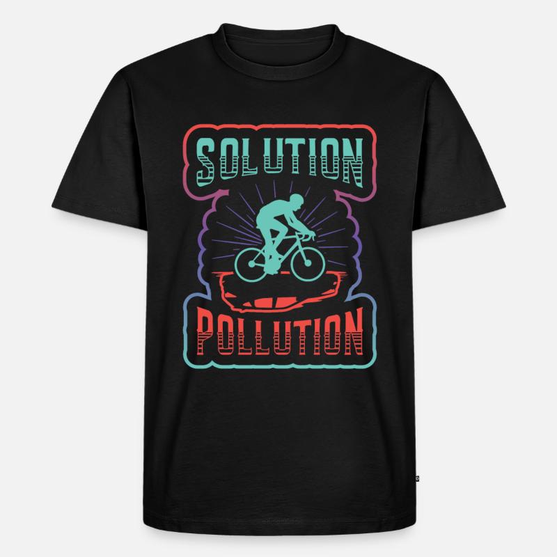 Polution Solution Umweltschutz Radfahren. - Männer Premium Bio T-Shirt - Schwarz