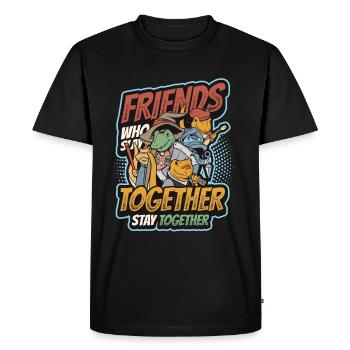 Les amis qui sont ensemble Restez ensemble. - T-shirt Premium bio Homme - noir - Devant - Nico (187cm)