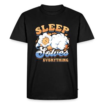 Sleep solves everything, sheep,sleeping, late risers. - Men's Premium Organic T-Shirt - black - Front - Nico (187cm)