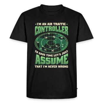 Air traffic controller, radar flight control. - Men's Premium Organic T-Shirt - black - Front - Nico (187cm)
