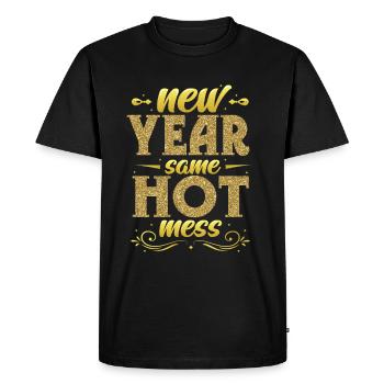New Year - Same Chaos, Happy New Year. - Men's Premium Organic T-Shirt - black - Front - Nico (187cm)