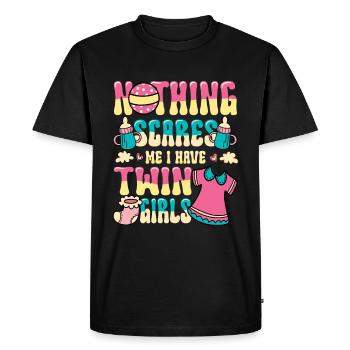 Rien ne me fait peur, j’ai des jumelles. - T-shirt Premium bio Homme - noir - Devant - Nico (187cm)