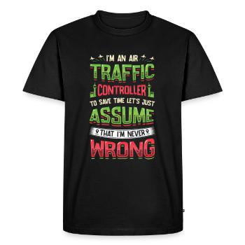 Air traffic controller, radar flight control. - Men's Premium Organic T-Shirt - black - Front - Nico (187cm)