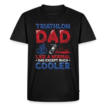 Papa de triathlon, comme un papa ordinaire, seulement plus cool. - T-shirt Premium bio Homme - noir - Devant - Nico (187cm)