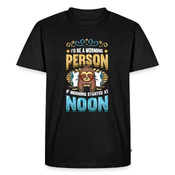 Lève-tard, grincheux du matin, hiboux, lève-tard. - T-shirt Premium bio Homme - noir - Devant - Nico (187cm)