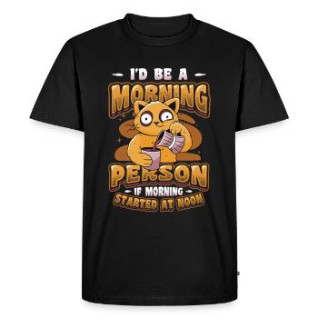 Lève-tard, grincheux du matin, hiboux, lève-tard. - T-shirt Premium bio Homme - noir - Devant - Nico (187cm)