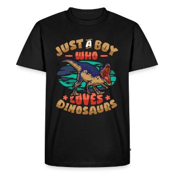 Just A Boy Who Loves Dinosaurs. Young Dinosaur - Men's Premium Organic T-Shirt - black - Front - Nico (187cm)