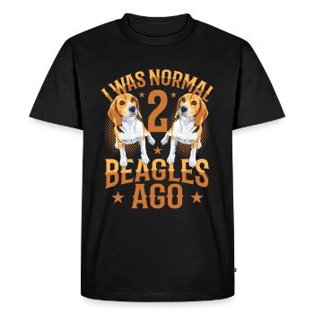 J’étais normal devant 2 beagles. - T-shirt Premium bio Homme - noir - Devant - Nico (187cm)