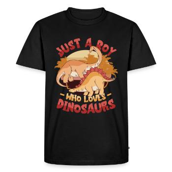 Just A Boy Who Loves Dinosaurs. Young Dinosaur - Men's Premium Organic T-Shirt - black - Front - Nico (187cm)