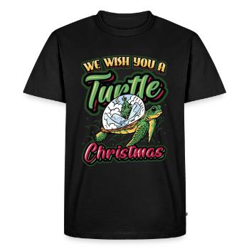 Nous vous souhaitons un Noël riche en tortues. - T-shirt Premium bio Homme - noir - Devant - Nico (187cm)