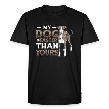 Mon chien est plus rapide que votre lévrier. - T-shirt Premium bio Homme - noir - Devant - Nico (187cm)