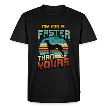 Mon chien est plus rapide que votre lévrier. - T-shirt Premium bio Homme - noir - Devant - Nico (187cm)