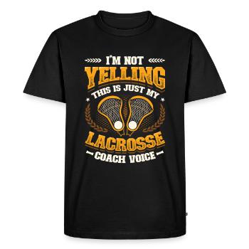 Don't shout, this is my lacrosse - Men's Premium Organic T-Shirt - black - Front - Nico (187cm)