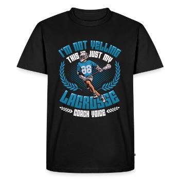 Don't shout, this is my lacrosse - Men's Premium Organic T-Shirt - black - Front - Nico (187cm)