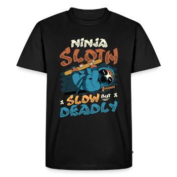 Ninja Sloth lent mais mortel - T-shirt Premium bio Homme - noir - Devant - Nico (187cm)