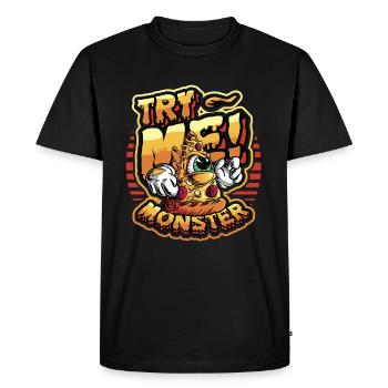 Try me! Monster loves pizza - Men's Premium Organic T-Shirt - black - Front - Nico (187cm)