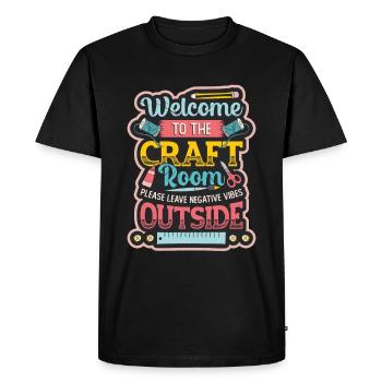Salles d’artisanat, artistes, artisans, fil, crochet. - T-shirt Premium bio Homme - noir - Devant - Nico (187cm)